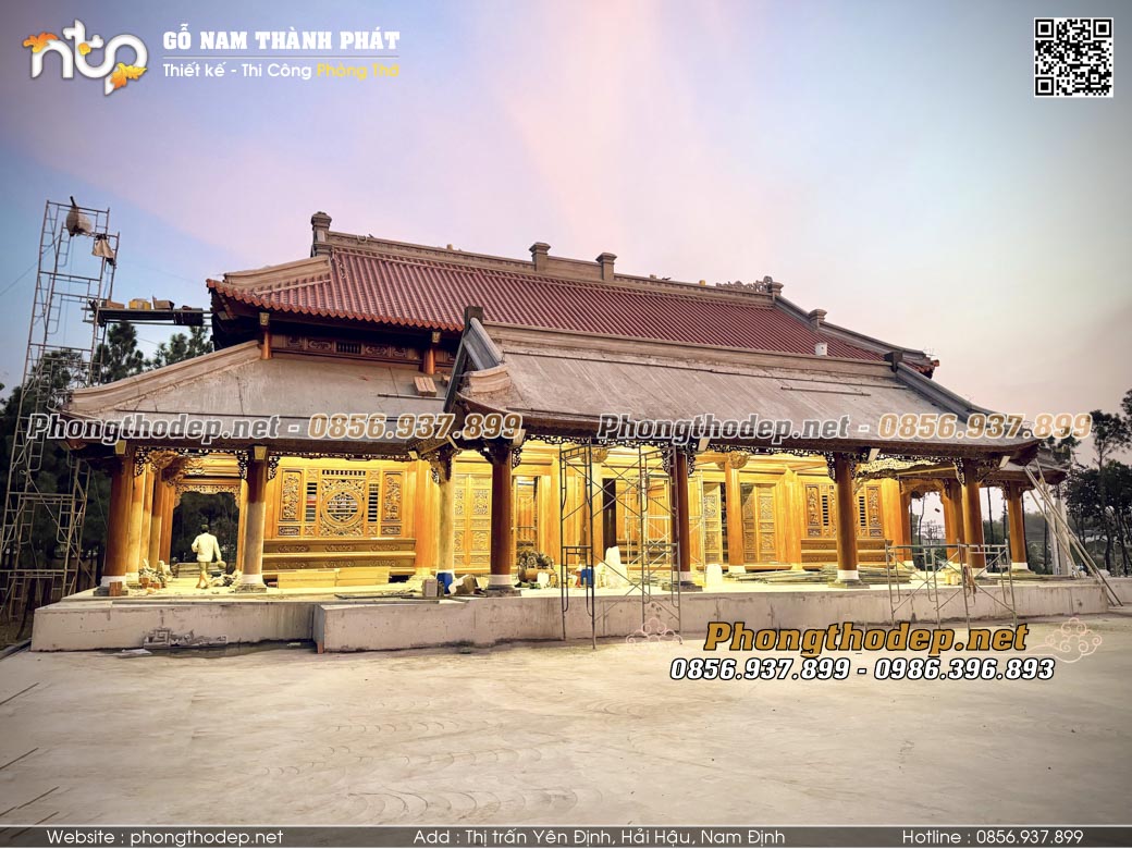 Siêu đẹp nhà gỗ 5 gian 2 chái gỗ cẩm vàng kết hợp gỗ đinh